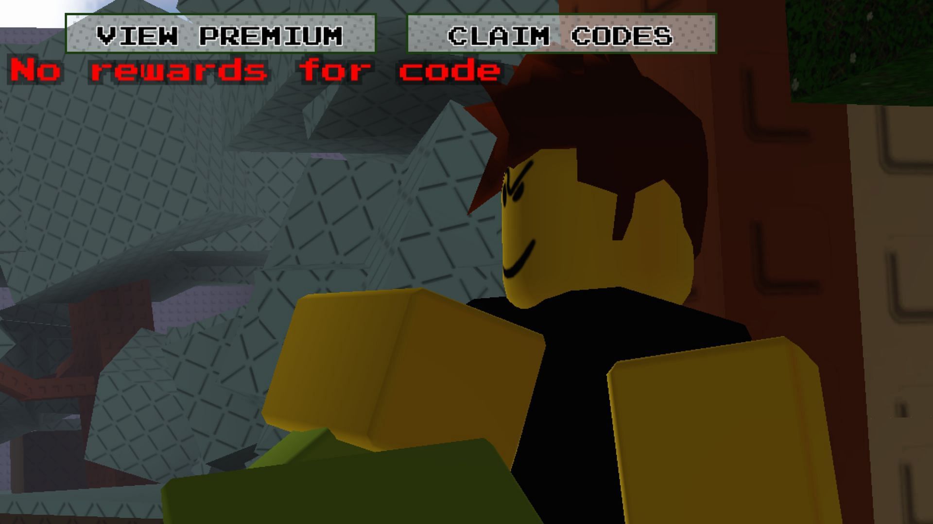The "No rewards for code" error in the game (Image via Roblox)